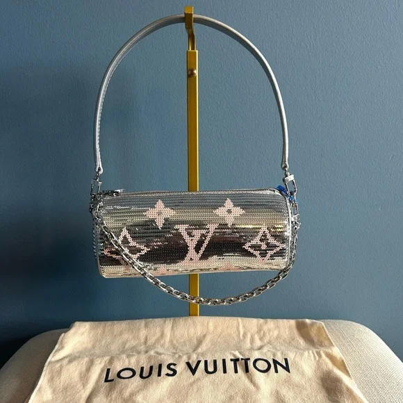 Louis Vuitton Special Edition Silver Sequin Papillon Bag - Picture 4 of 13